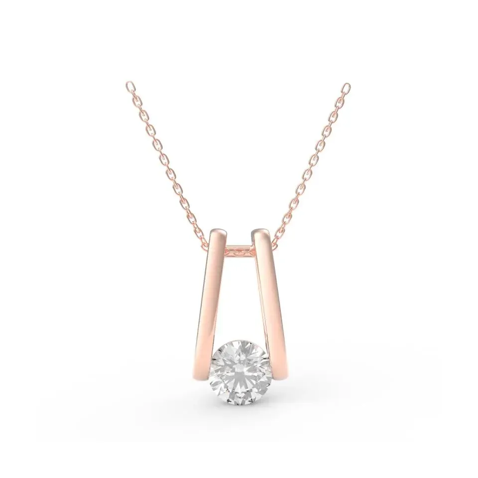 Rose gold Round Cut Floating Solitaire Pendant