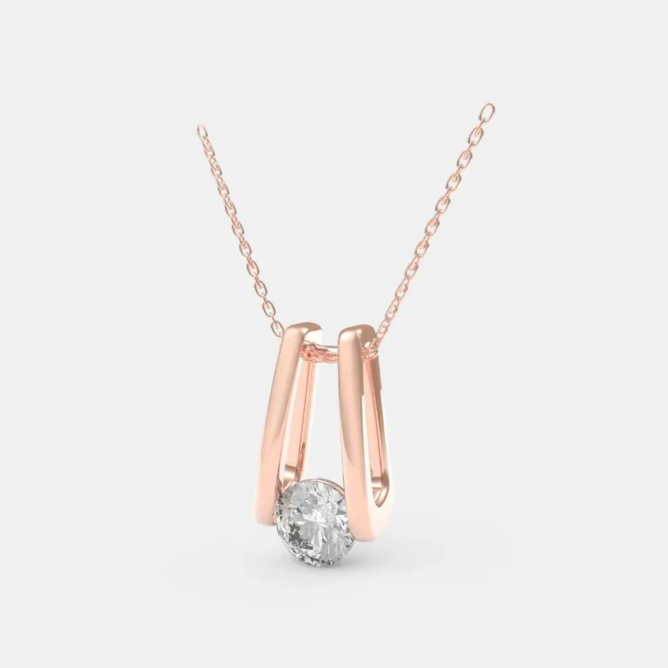 Rose gold Round Cut Floating Solitaire Pendant
