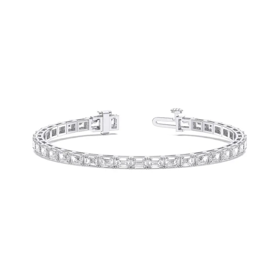 White gold Emerald Cut Tennis Bracelet (e-w)