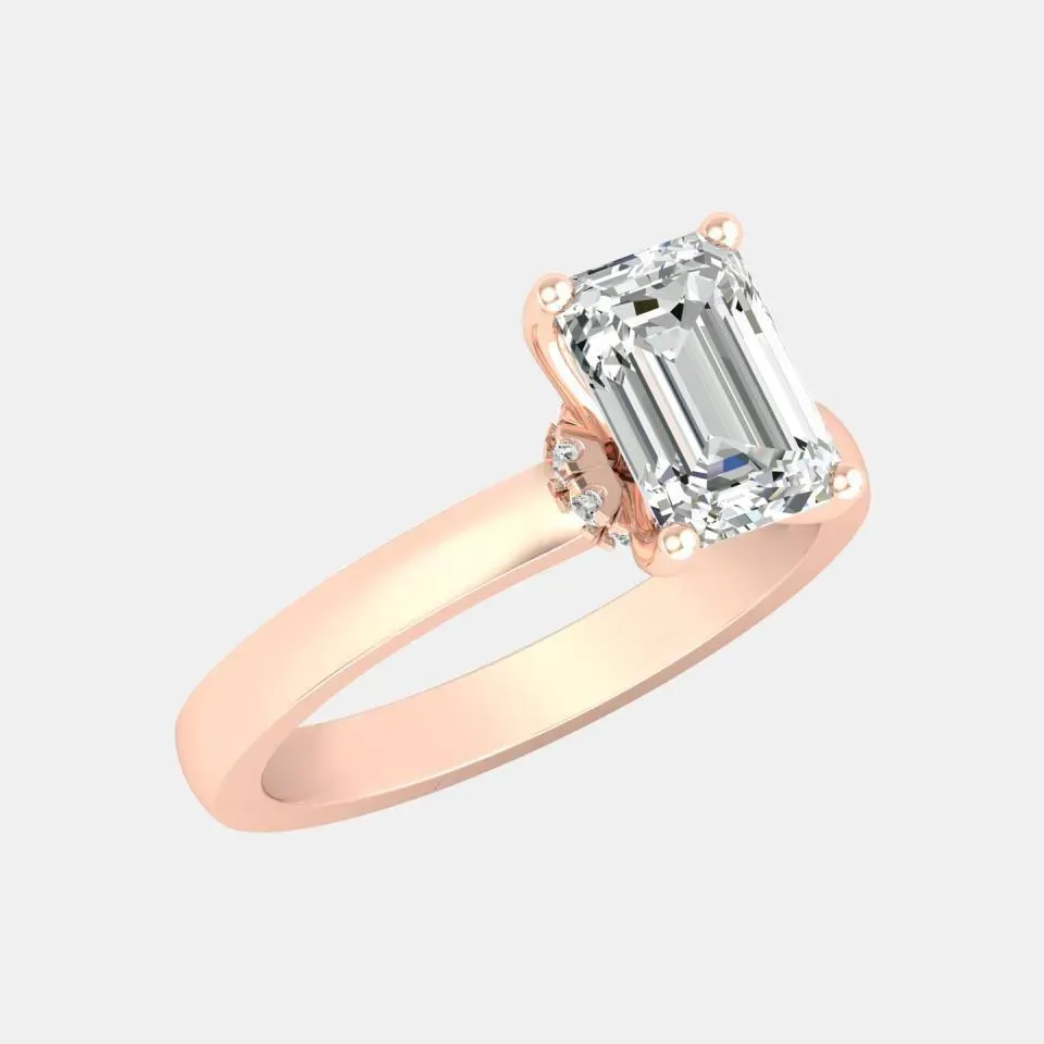 Rose gold Emerald Cut Collar Ring