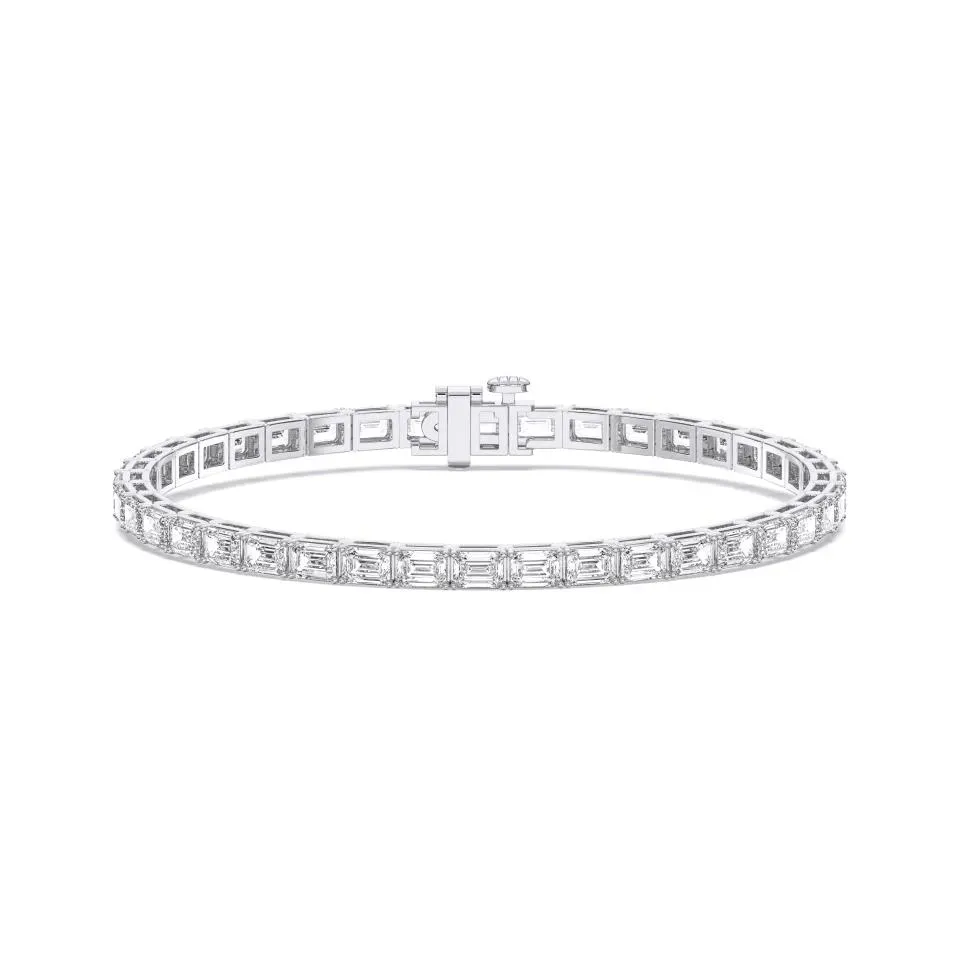 White gold Emerald Cut Tennis Bracelet (e-w)
