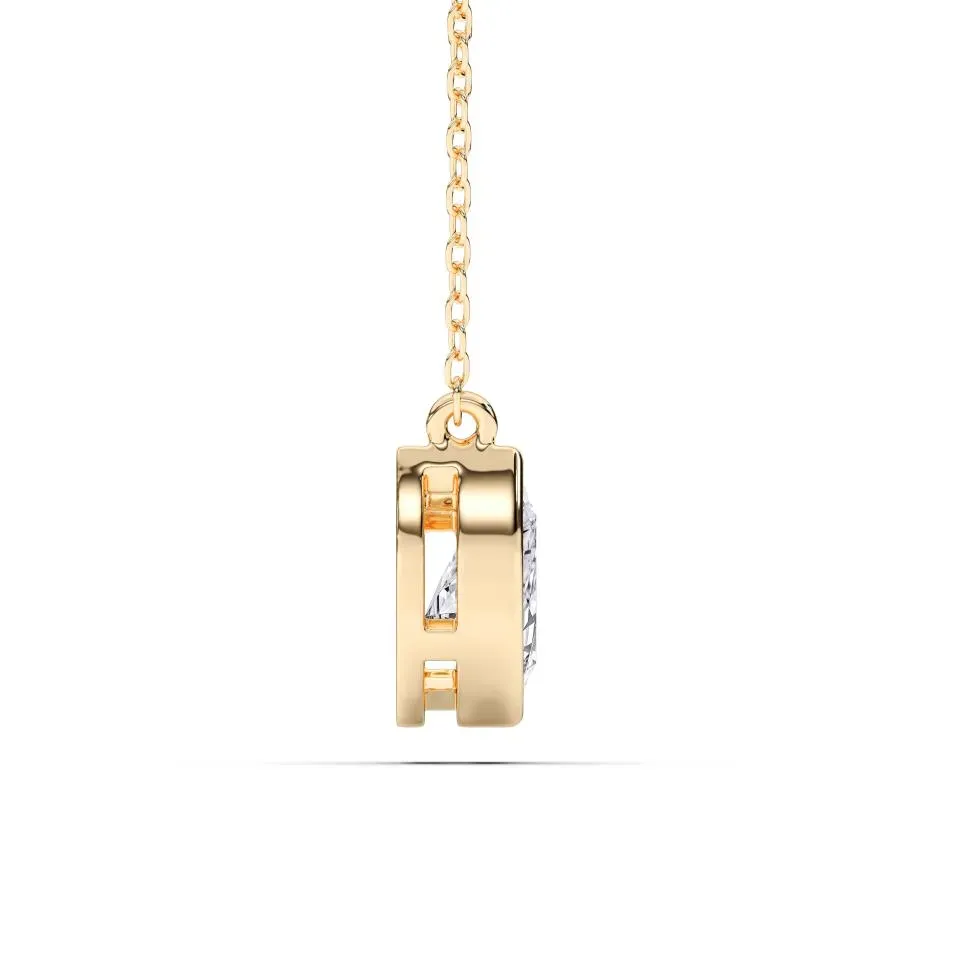 Yellow gold Pear Cut Bezel Solitaire Pendant