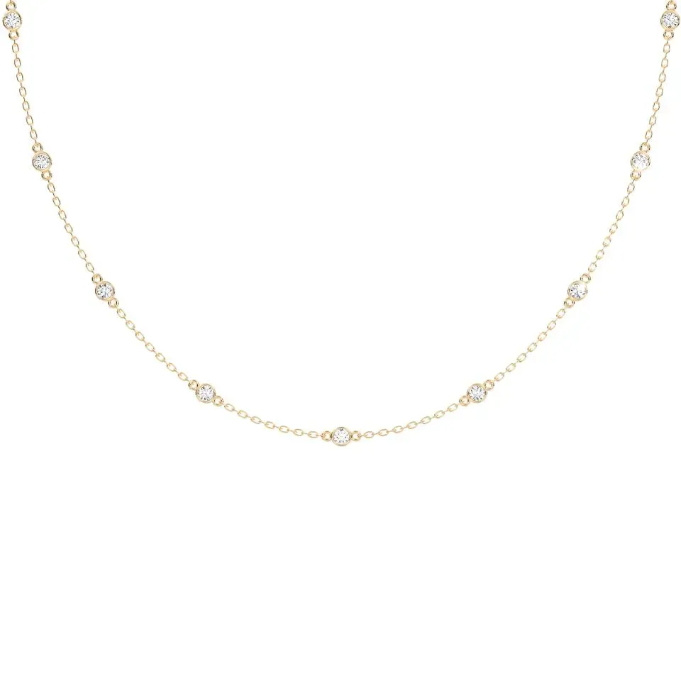 Yellow gold Round Cut Diamond By The Yard Necklace