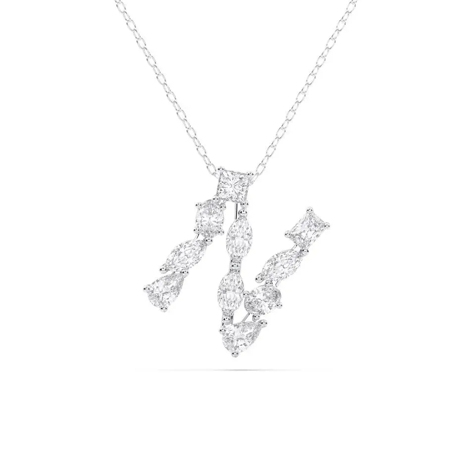 White gold N - Alphabet Pendant
