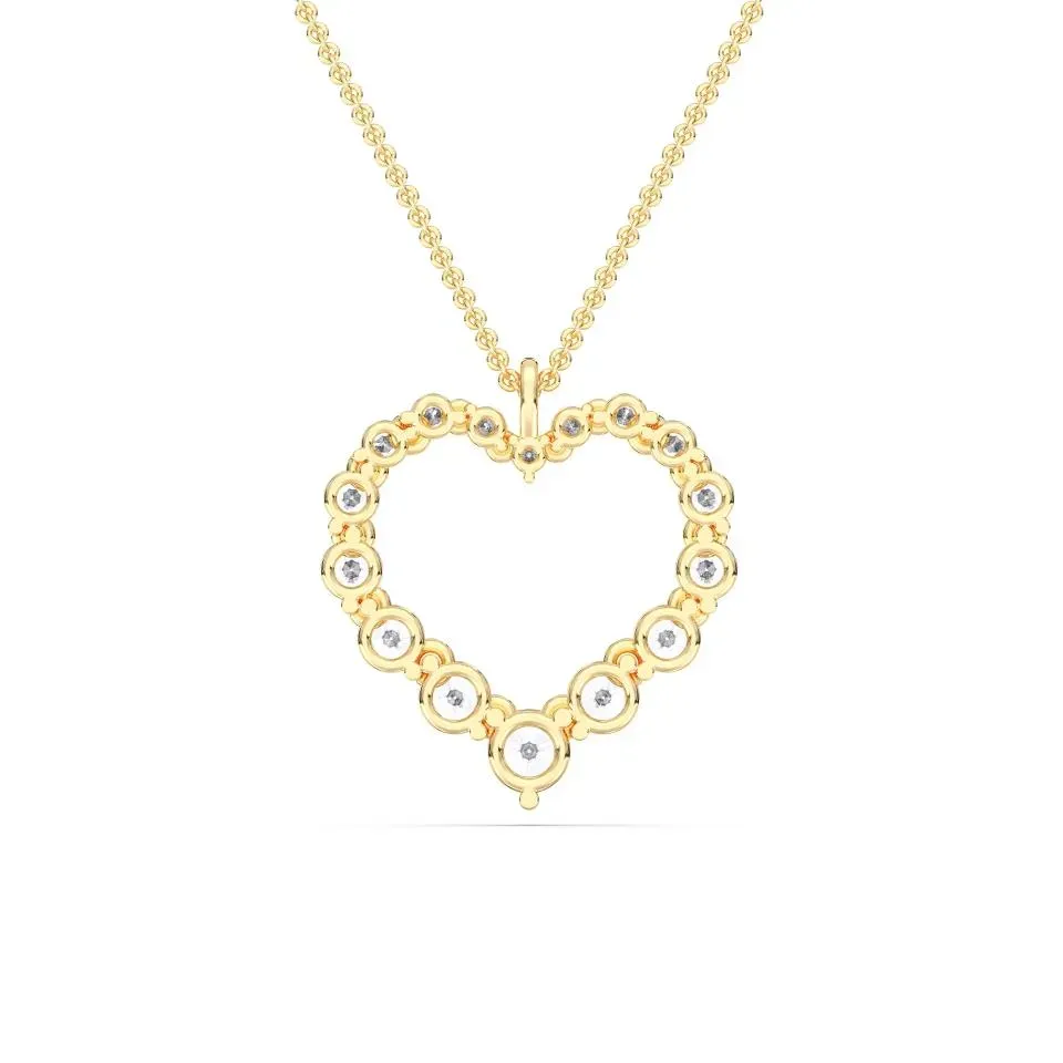 Yellow gold Flexible Heart Pendant - KJP16007