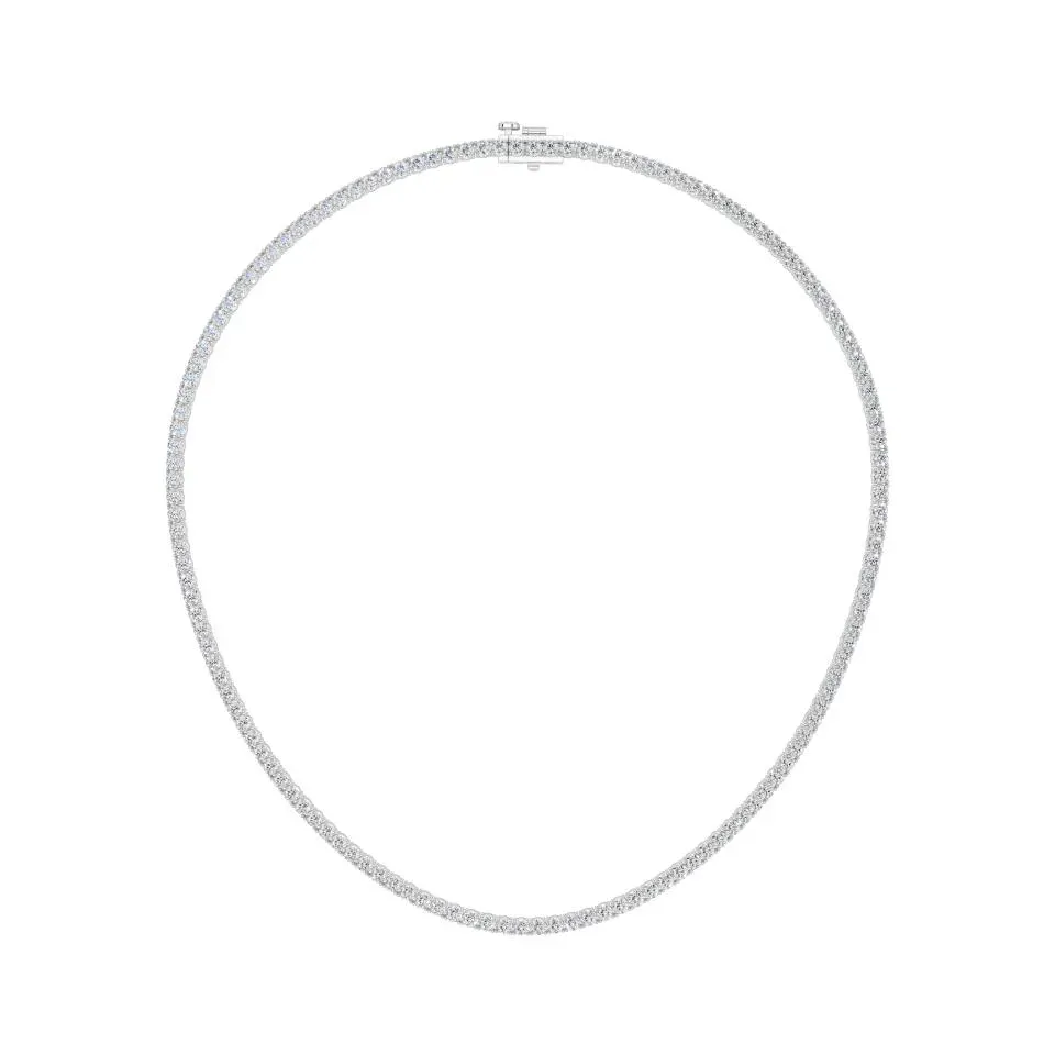 White gold Round Cut Tennis Necklace (lw)