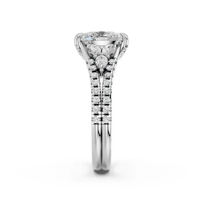 White gold Cushion Cut High End Hidden Halo Ring