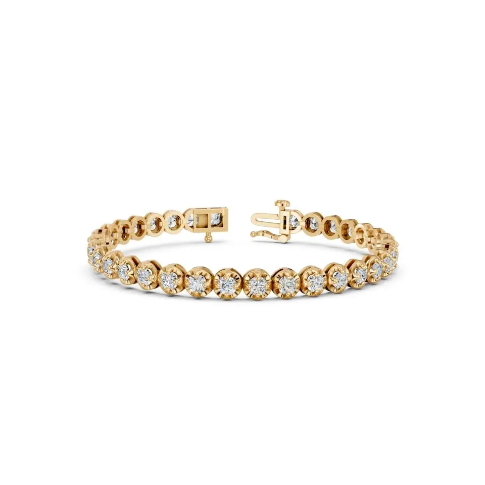 Yellow gold Round Cut Tennis Bracelet
