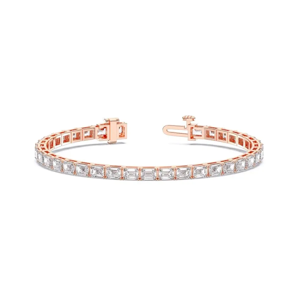 Rose gold Emerald Cut Tennis Bracelet (e-w)