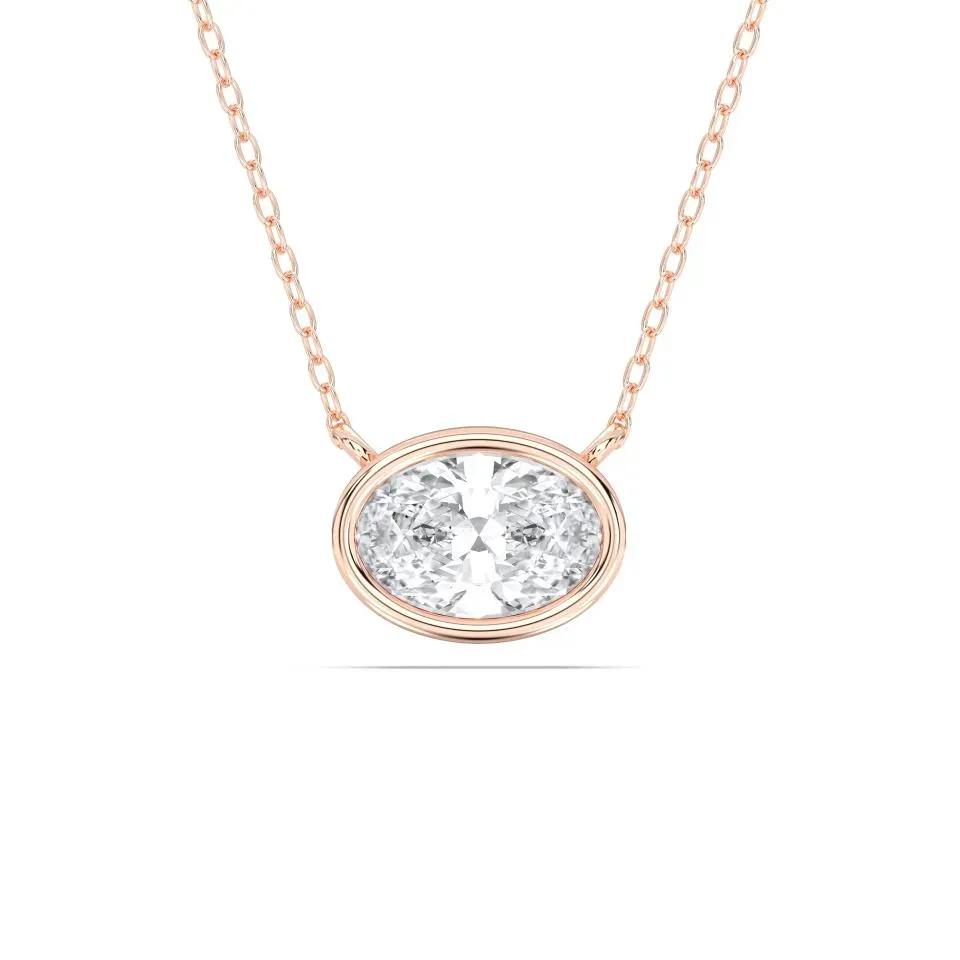 Rose gold Oval Cut Bezel Solitaire Pendant