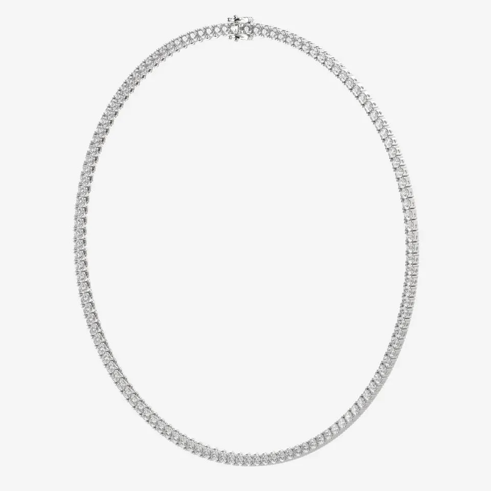 Silver Round Cut Tennis Necklace - KJN7265
