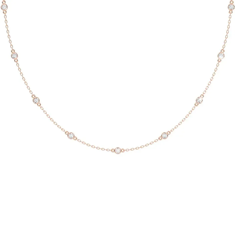 Rose gold Round Cut Diamond By The Yard Necklace