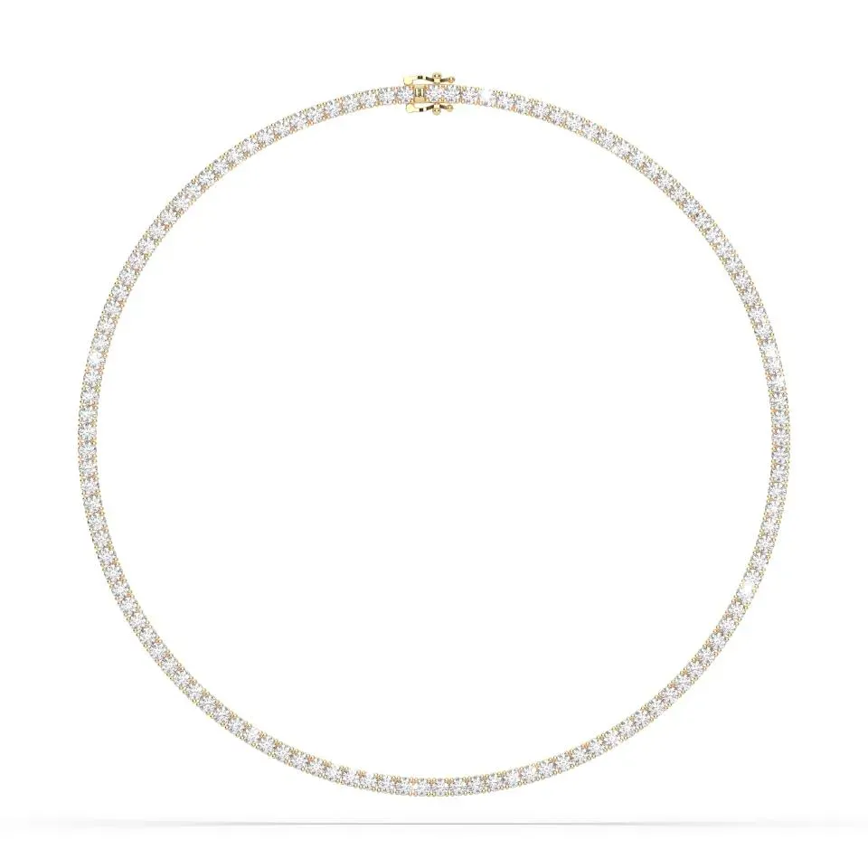 Yellow gold Round Cut Tennis Necklace - KJN7264
