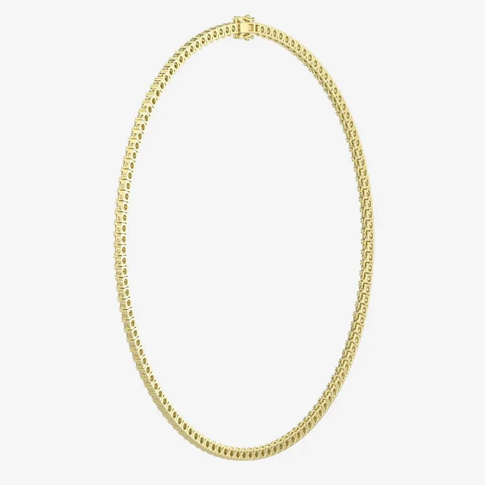 Yellow gold Round Cut Tennis Necklace - KJN7265