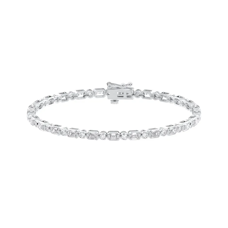 Silver Emerald Cut Bracelet