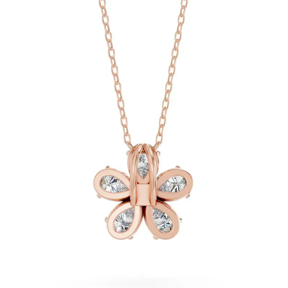 Rose gold Floral Diamond Cluster Pendant