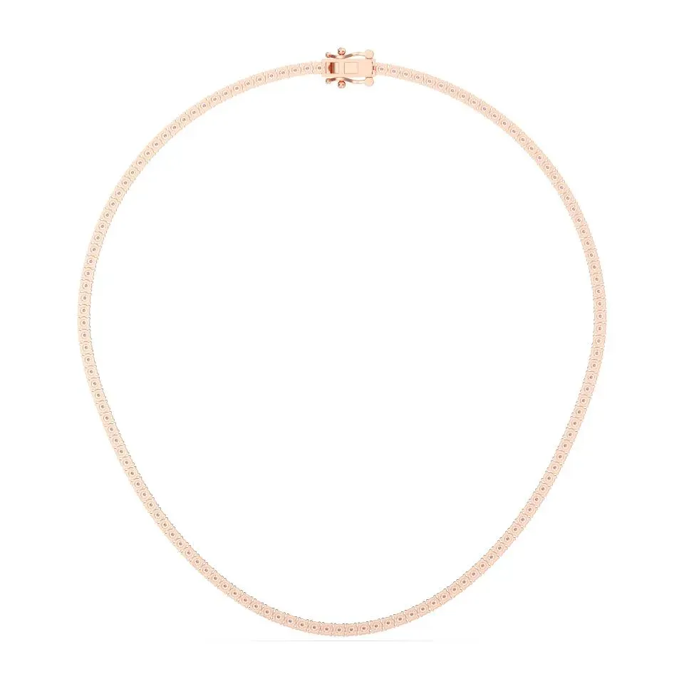 Rose gold Round Cut Tennis Necklace - KJN8649