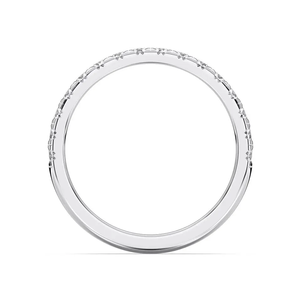 Silver Hidden Halo With Side Stone Matching Band