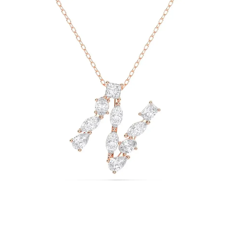 Rose gold N - Alphabet Pendant