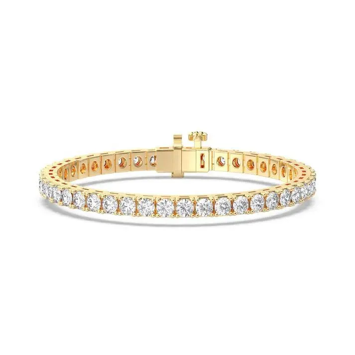 Yellow gold Round Cut 4prong Tennis Bracelet - KJB809