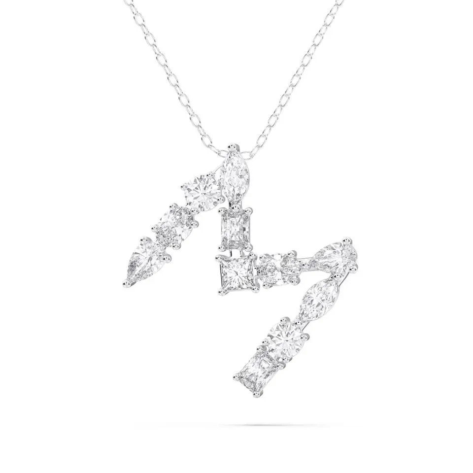 White gold M - Alphabet Pendant