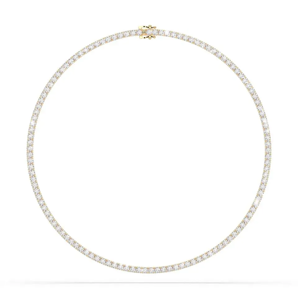 Yellow gold Round Cut Tennis Necklace - KJN7265