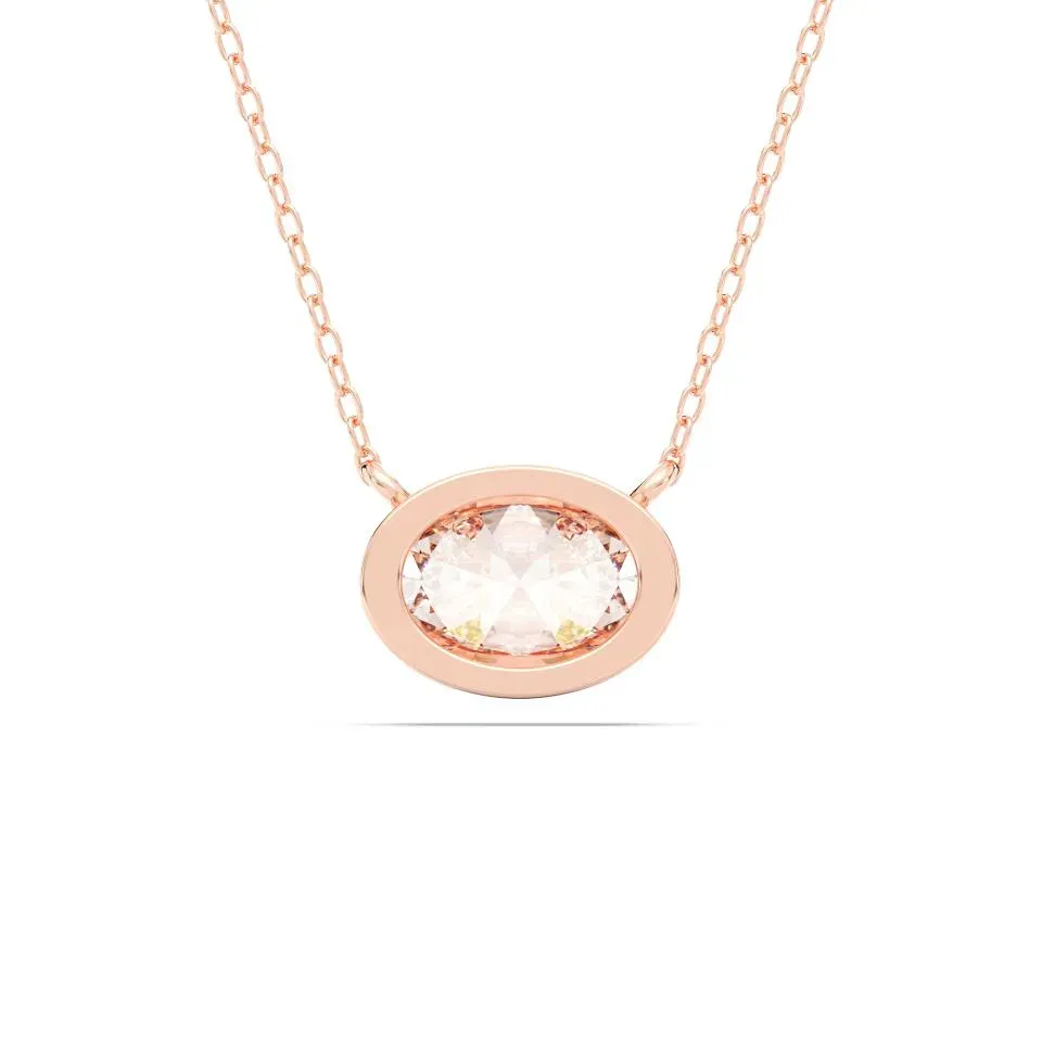 Rose gold Oval Cut Bezel Solitaire Pendant