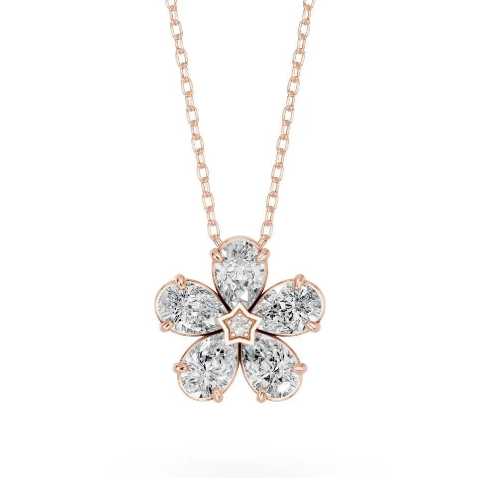 Rose gold Floral Diamond Cluster Pendant