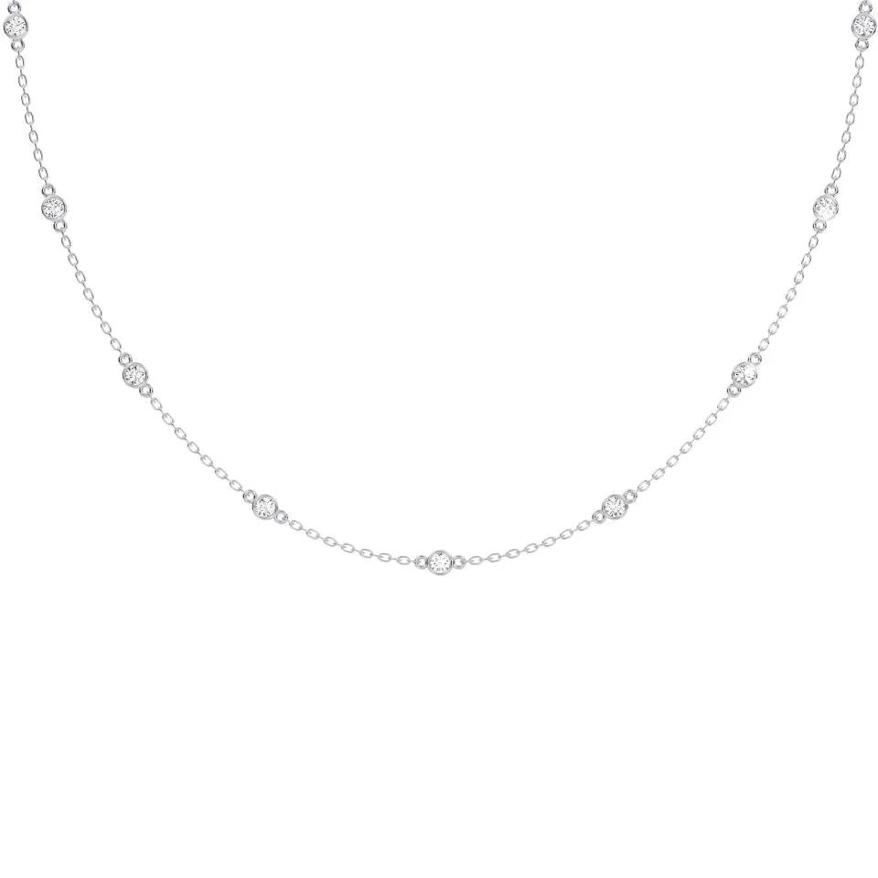 White gold Round Cut Diamond By The Yard Necklace