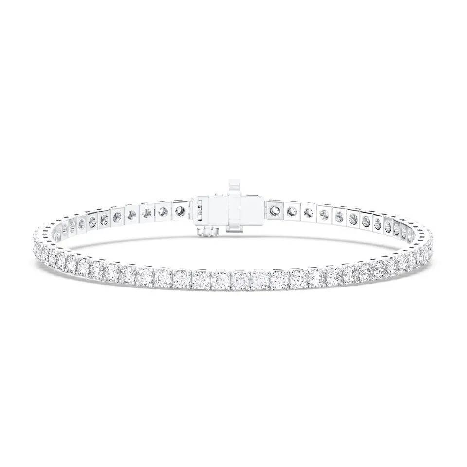 White gold Round Cut 4prong Tennis Bracelet - KJB036
