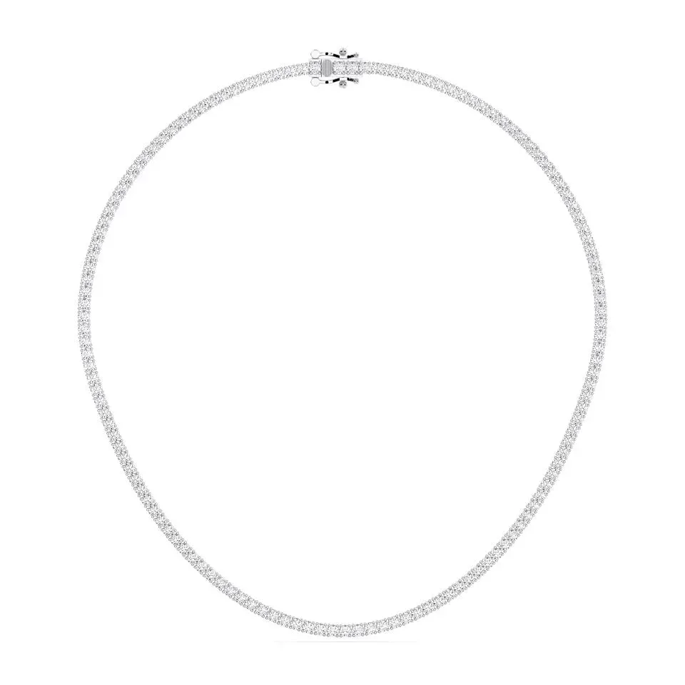 Silver Round Cut Tennis Necklace - KJN8649