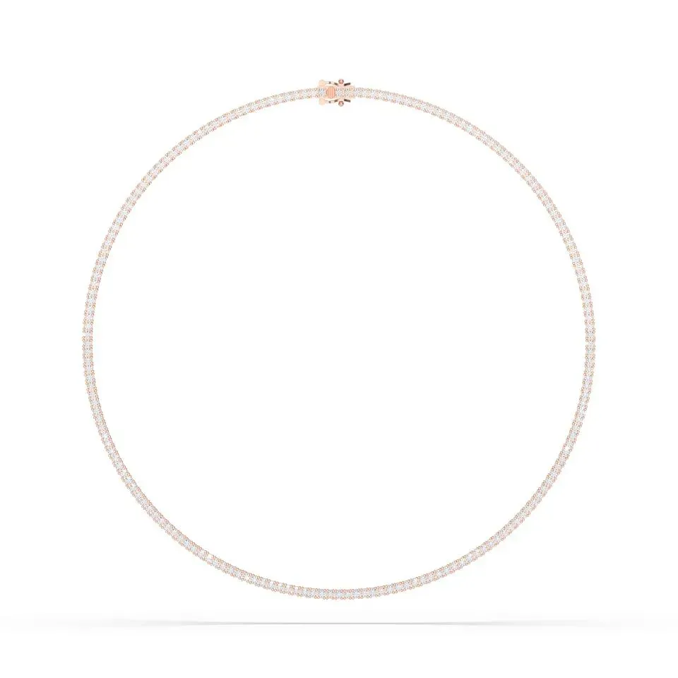 Rose gold Round Cut Tennis Necklace - KJN7262