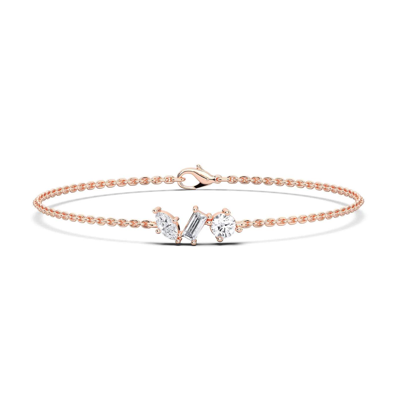 Rose gold 3stone Multishape Bracelet