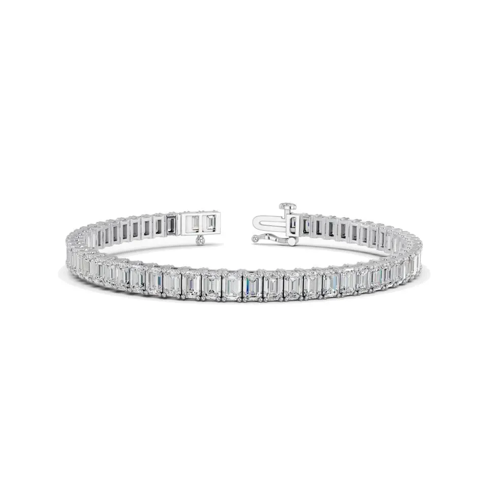 Silver Emerald Cut Tennis Bracelet (n-s) - KJB7121