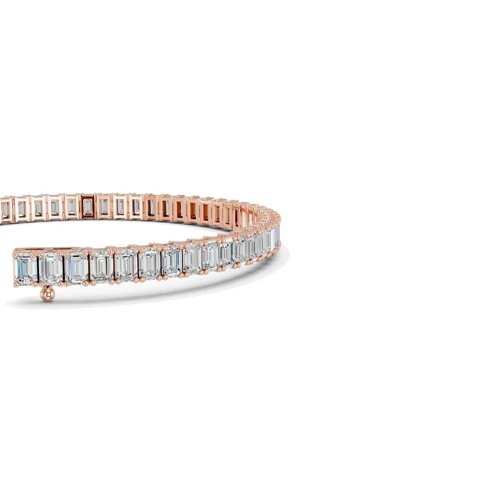 Rose gold Emerald Cut Tennis Bracelet (n-s) - KJB7121