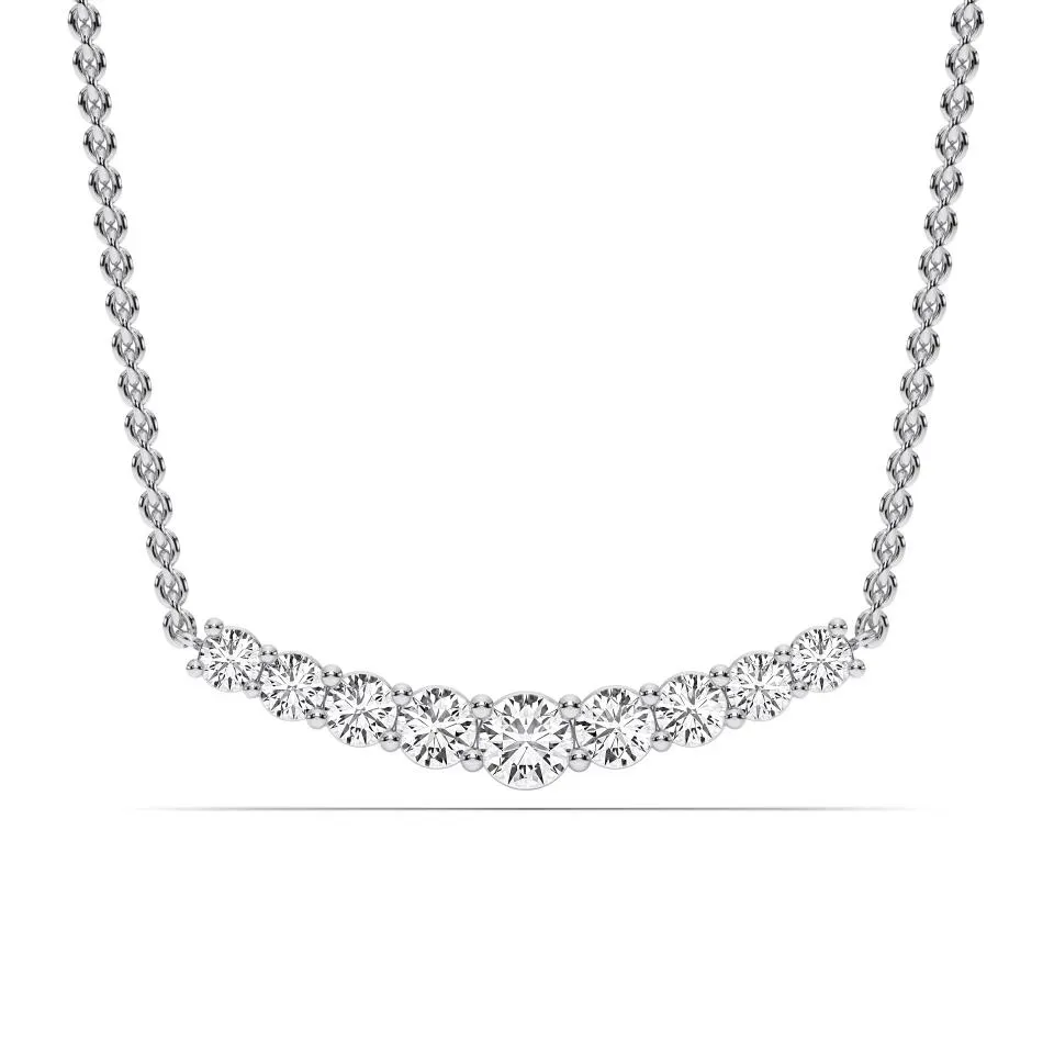 White gold Round Cut 9stone Pendant