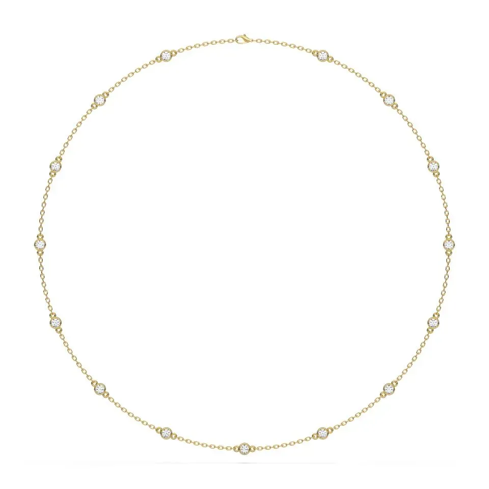 Yellow gold Round Cut Diamond By The Yard Necklace
