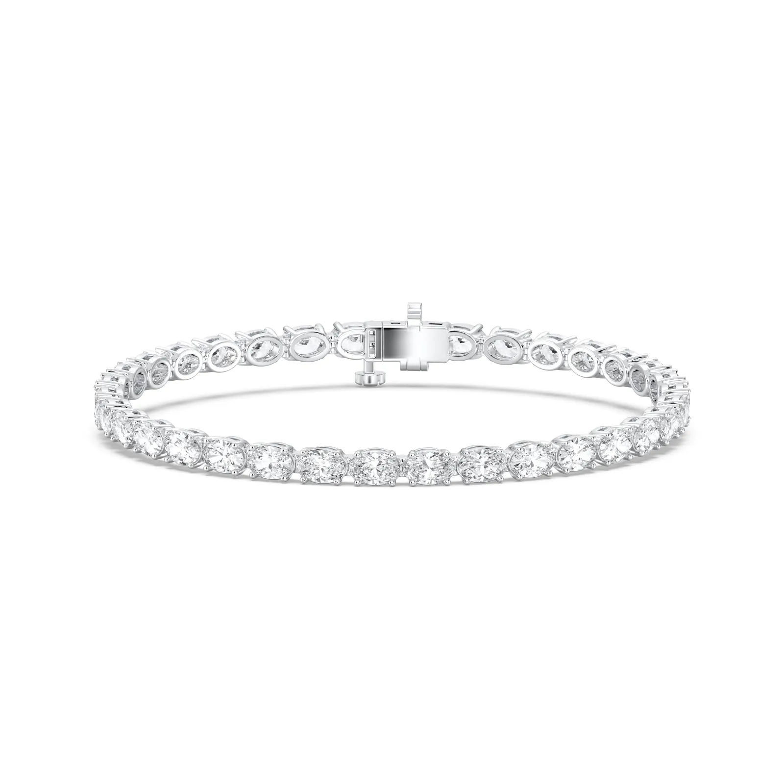 Silver Oval Cut Tennis Bracelet (e-w) - KJB8227