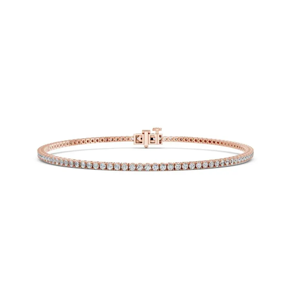 Rose gold Round Cut 4prong Tennis Bracelet (lw)