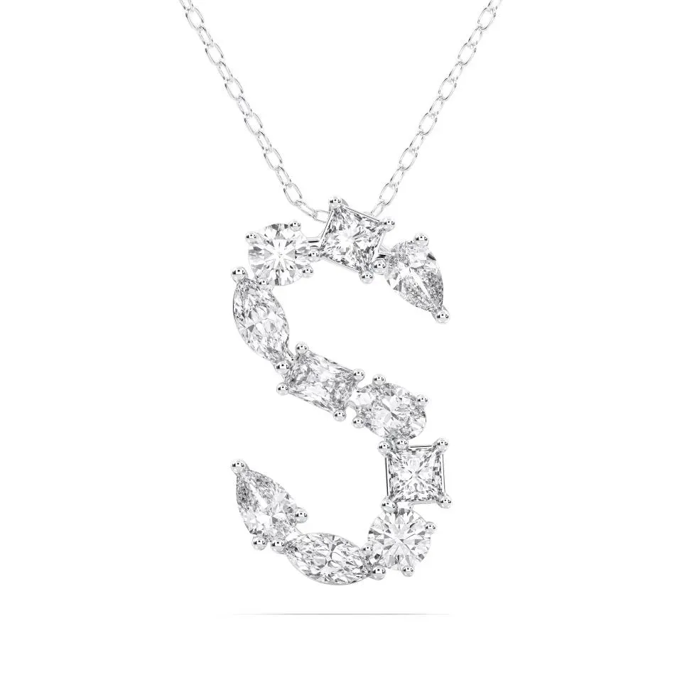 White gold S - Alphabet Pendant