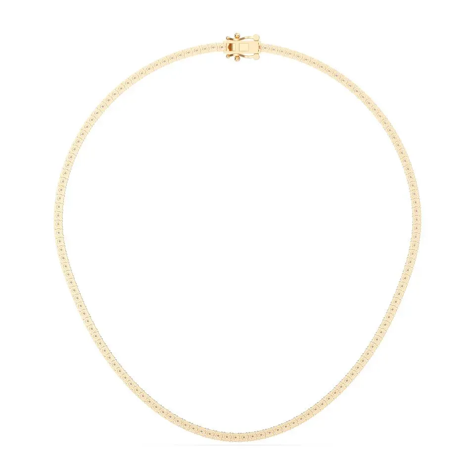 Yellow gold Round Cut Tennis Necklace - KJN8649