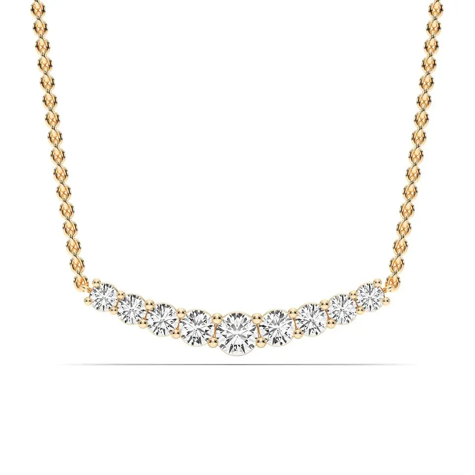 Yellow gold Round Cut 9stone Pendant