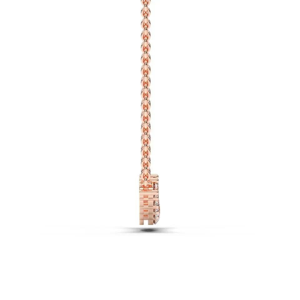 Rose gold Round Cut 9stone Pendant