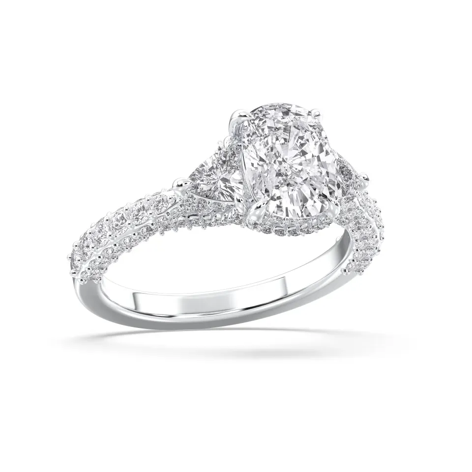 Platinum Cushion Cut High End Ring