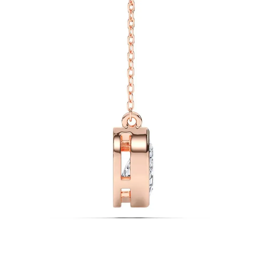 Rose gold Pear Cut Bezel Solitaire Pendant