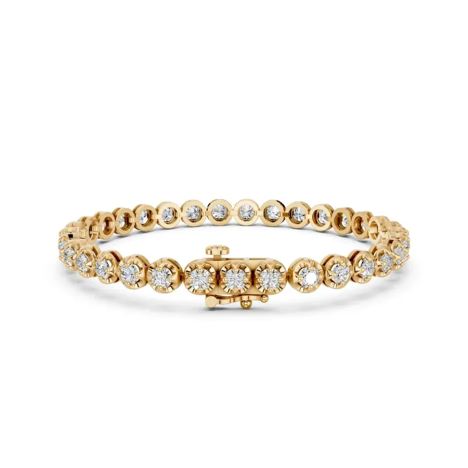 Yellow gold Round Cut Tennis Bracelet