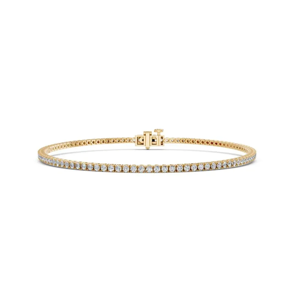 Yellow gold Round Cut 4prong Tennis Bracelet (lw)