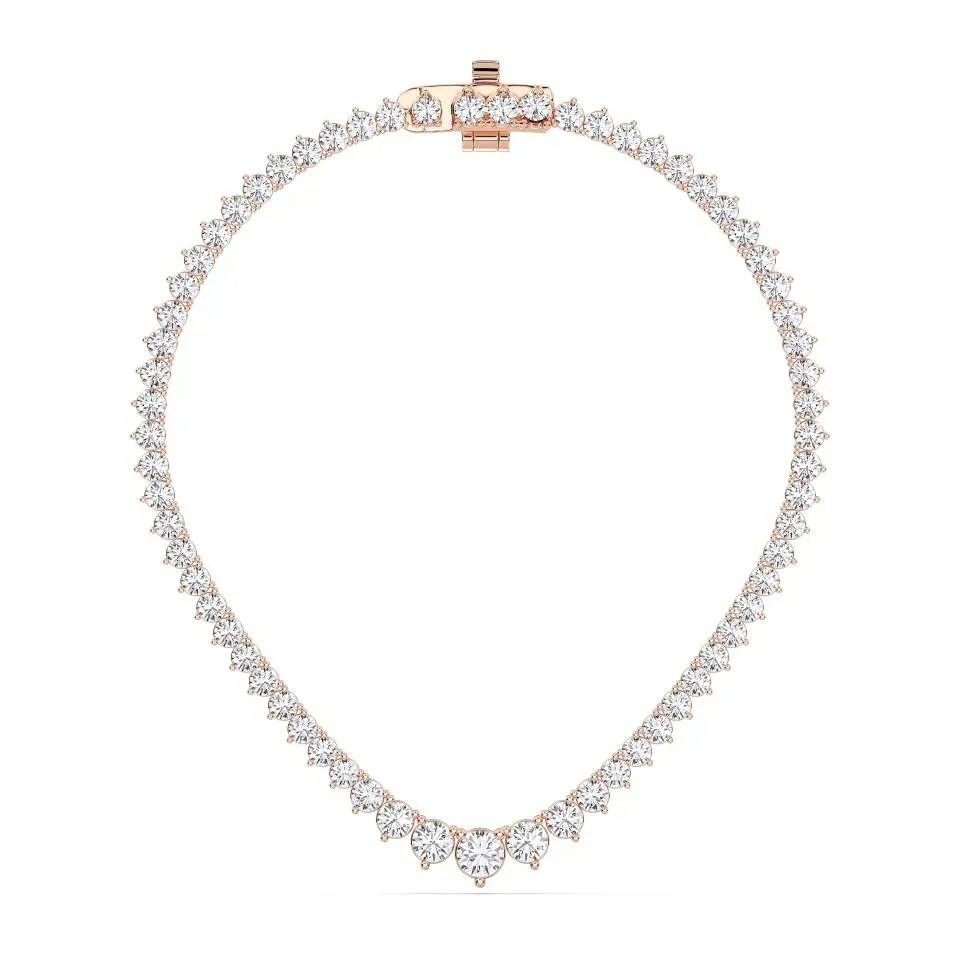 Rose gold Round Cut Riviera Necklace - KJN7285