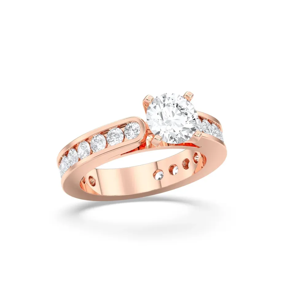 Rose gold Round Cut Channel Set Ring