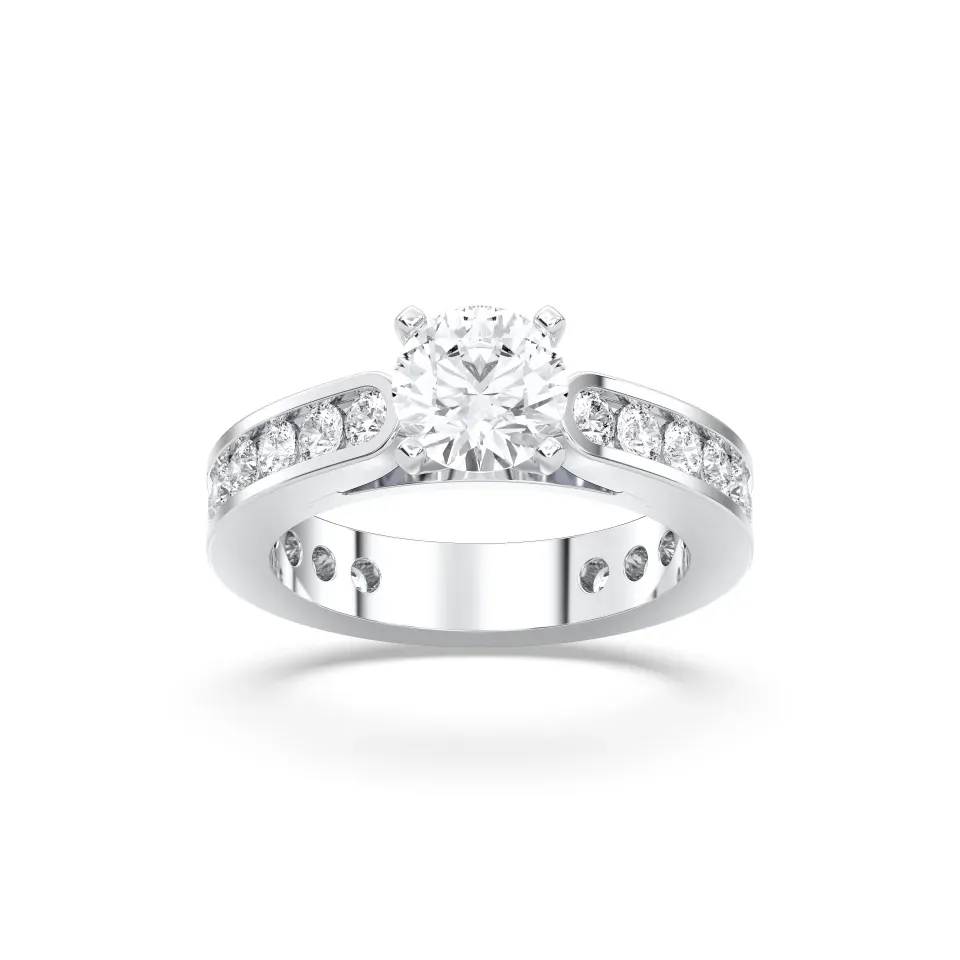 Silver Round Cut Channel Set Ring